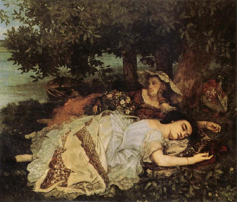 Gustave Courbet Young Women on the Banks of the Seine